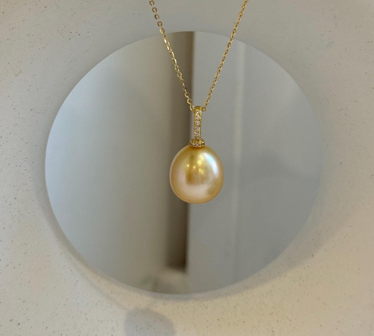 Elly’s 13.9mm Huge Genius South sea Deep Tea gold ocean pearl high quality fancy cool daily office Pendant for her