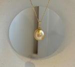 Elly’s 13.9mm Huge Genius South sea Deep Tea gold ocean pearl high quality fancy cool daily office Pendant for her
