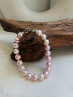 Elly’s Bracelet Pale pink Pearls: Extreme luster mirrored, 8.3-9.1mm, S925 silver clips Bracelet, different sizes. daily office pearl bracelet for her birthday