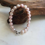 Elly’s Bracelet Pale pink Pearls: Extreme luster mirrored, 8.3-9.1mm, S925 silver clips Bracelet, different sizes.