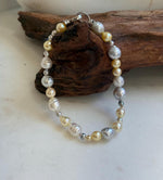 Elly’s Multicolor Ocean Pearls Bracelet: Extreme luster, Australian White Akoya ocean Pearls, 3.5-8.6, 8.3”, S925 silver bracelet.