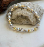 Elly’s Multicolor Ocean Pearls Bracelet: Extreme luster, Australian White Akoya ocean Pearls, 3.5-8.6, 8.3”, S925 silver bracelet.