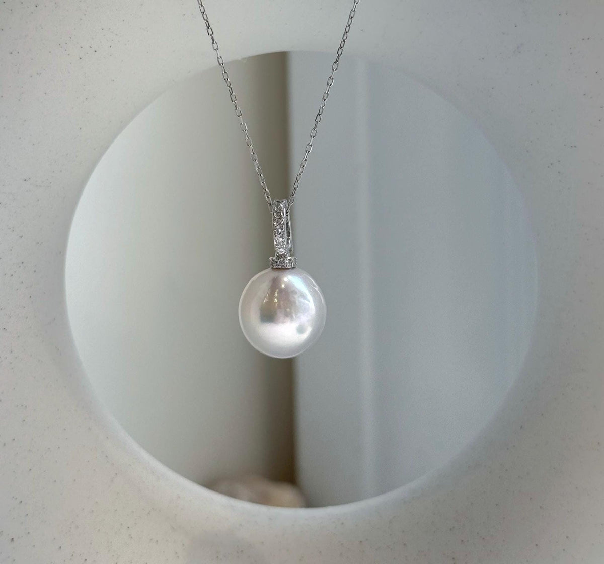 Elly’s 13.2mm Edison White Pearl Pendant: Extreme luster, 2.3cm high, s925 silver minimalist pendant necklace set.