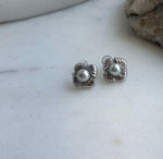 Elly’s 5.9mm Akoya ocean Natural Blue silver pearls earings: Extreme luster mirrored, s925 silver cool earrings studs.