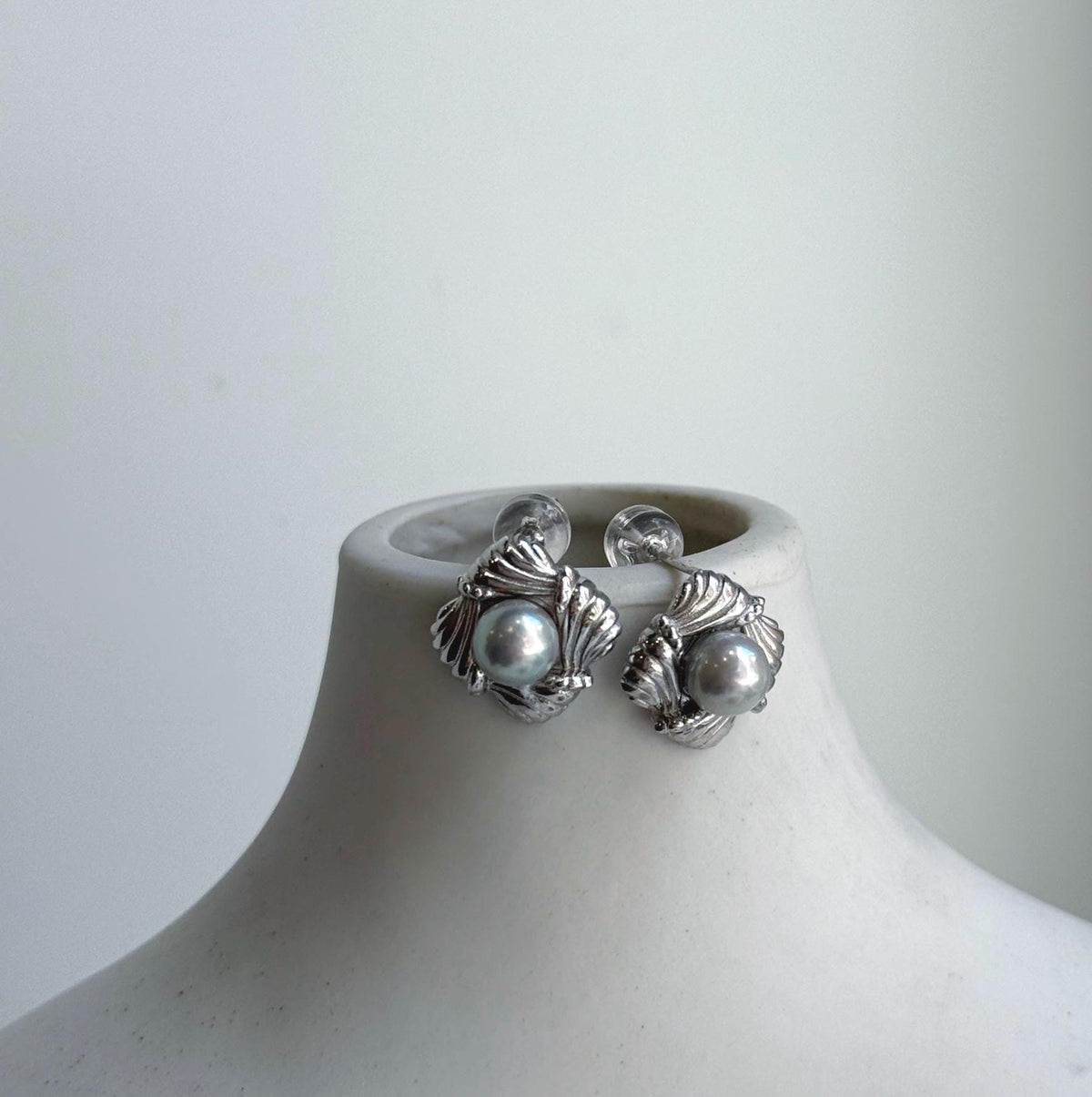Elly’s 5.9mm Akoya ocean Natural Blue silver pearls earings: Extreme luster mirrored, s925 silver cool earrings studs.