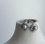 Elly’s 5.9mm Akoya ocean Natural Blue silver pearls earings: Extreme luster mirrored, s925 silver cool earrings studs.