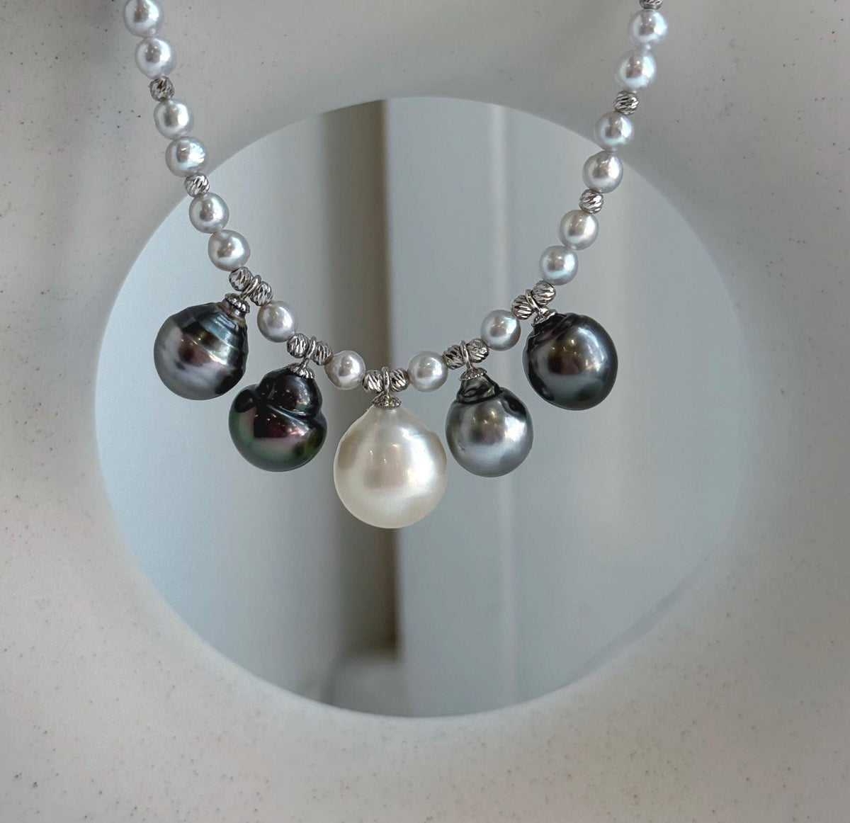 black ocean pearls necklace strand for her birthday