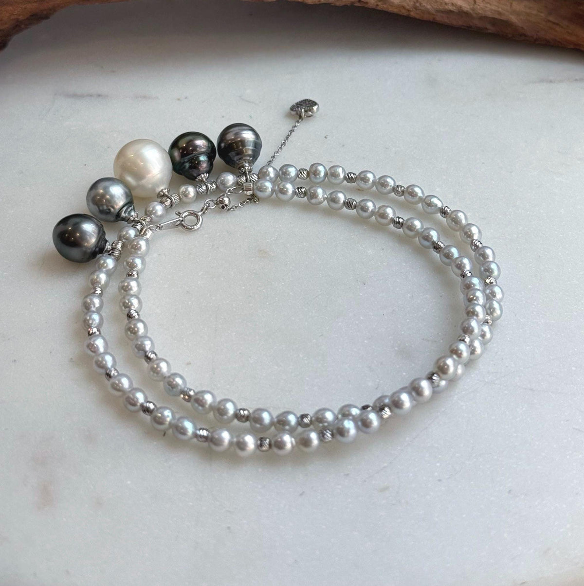 black ocean pearls necklace strand for her anniversary
