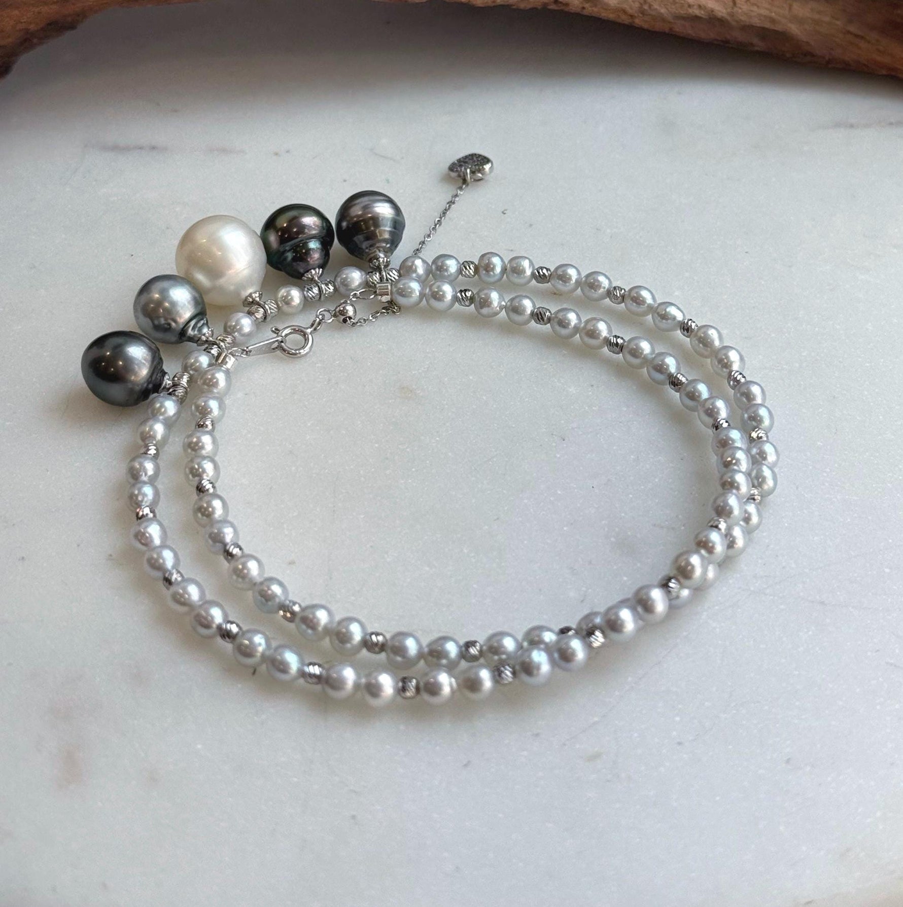black ocean pearls necklace strand for her anniversary