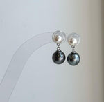 cool white black ocean pearls earrings