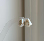 Elly’s 11.7x15.7mm Freshwater Keshi Pearls Earrings Studs: Extreme luster Mirrored, S925 silver minimalist earrings studs.