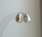 Elly’s 11.7x15.7mm Freshwater Keshi Pearls Earrings Studs: Extreme luster Mirrored, S925 silver minimalist earrings studs.