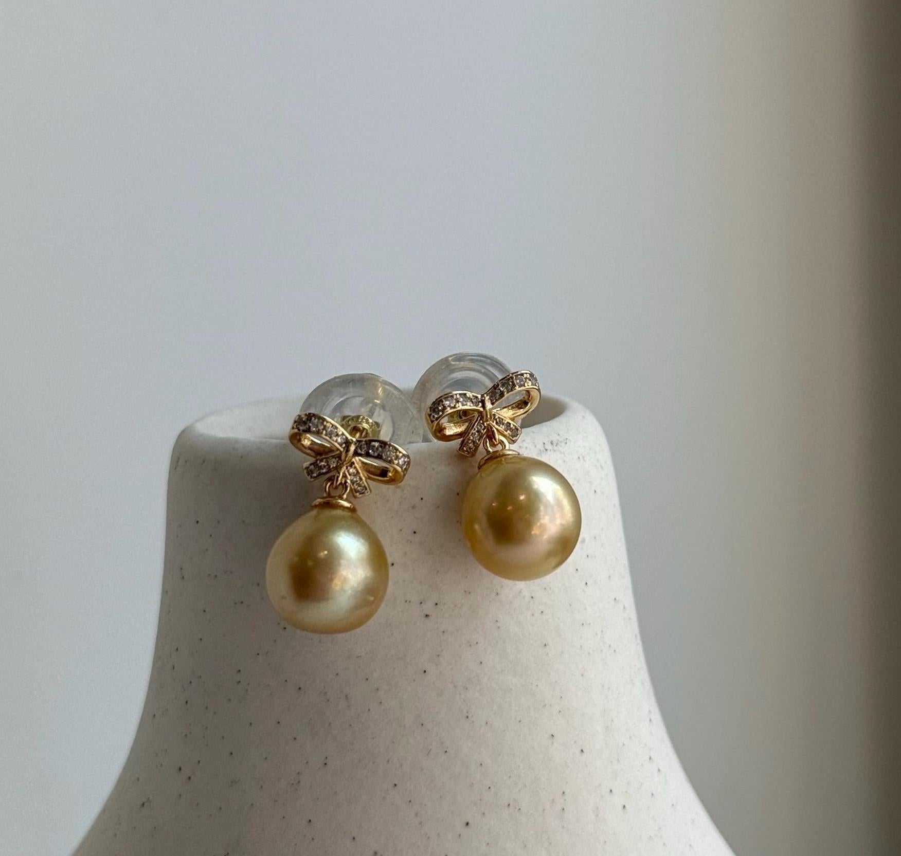golden pearls earrings studs