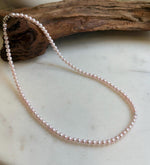 Elly’s Pale Pink Pearls Necklace Strand: Extreme luster mirrored,4.6-5mm, 17.6”, S925 silver necklace.