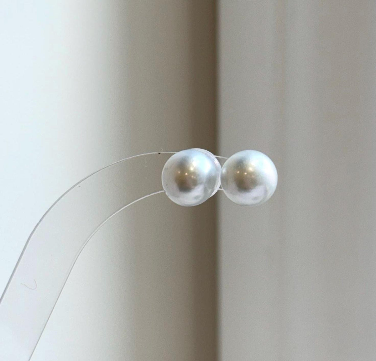Elly’s 10.1mm White Blue Edison Pearls Earrings Studs: Extreme luster Mirrored, S925 silver minimalist earrings studs.