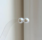 Elly’s 10.1mm White Blue Edison Pearls Earrings Studs: Extreme luster Mirrored, S925 silver minimalist earrings studs.