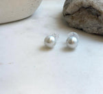 Elly’s 10.1mm White Blue Edison Pearls Earrings Studs: Extreme luster Mirrored, S925 silver minimalist earrings studs.