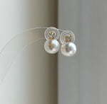 Elly’s 9.8mm White Edison Pearls Earrings Studs: Extreme luster Mirrored, S925 silver minimalist earrings studs.