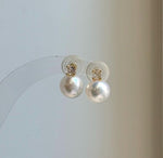 Elly’s 9.8mm White Edison Pearls Earrings Studs: Extreme luster Mirrored, S925 silver minimalist earrings studs.