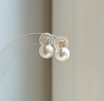 Elly’s 9.8mm White Edison Pearls Earrings Studs: Extreme luster Mirrored, S925 silver minimalist earrings studs.