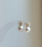 Elly’s 9.8mm White Edison Pearls Earrings Studs: Extreme luster Mirrored, S925 silver minimalist earrings studs.