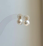 Elly’s 9.8mm White Edison Pearls Earrings Studs: Extreme luster Mirrored, S925 silver minimalist earrings studs.