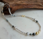 Elly’s Multicolor ocean white Freshwater pearls necklace:Extreme luster mirrored, 19.3”, S925 silver necklace strand.