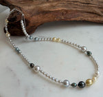 Elly’s Multicolor ocean white Freshwater pearls necklace:Extreme luster mirrored, 19.3”, S925 silver necklace strand.