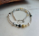 Elly’s Multicolor ocean white Freshwater pearls necklace:Extreme luster mirrored, 19.3”, S925 silver necklace strand.