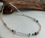 Elly’s Multicolor ocean white Freshwater pearls necklace:Extreme luster mirrored, 19.3”, S925 silver necklace strand.