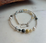 Elly’s Multicolor ocean white Freshwater pearls necklace:Extreme luster mirrored, 19.3”, S925 silver necklace strand.