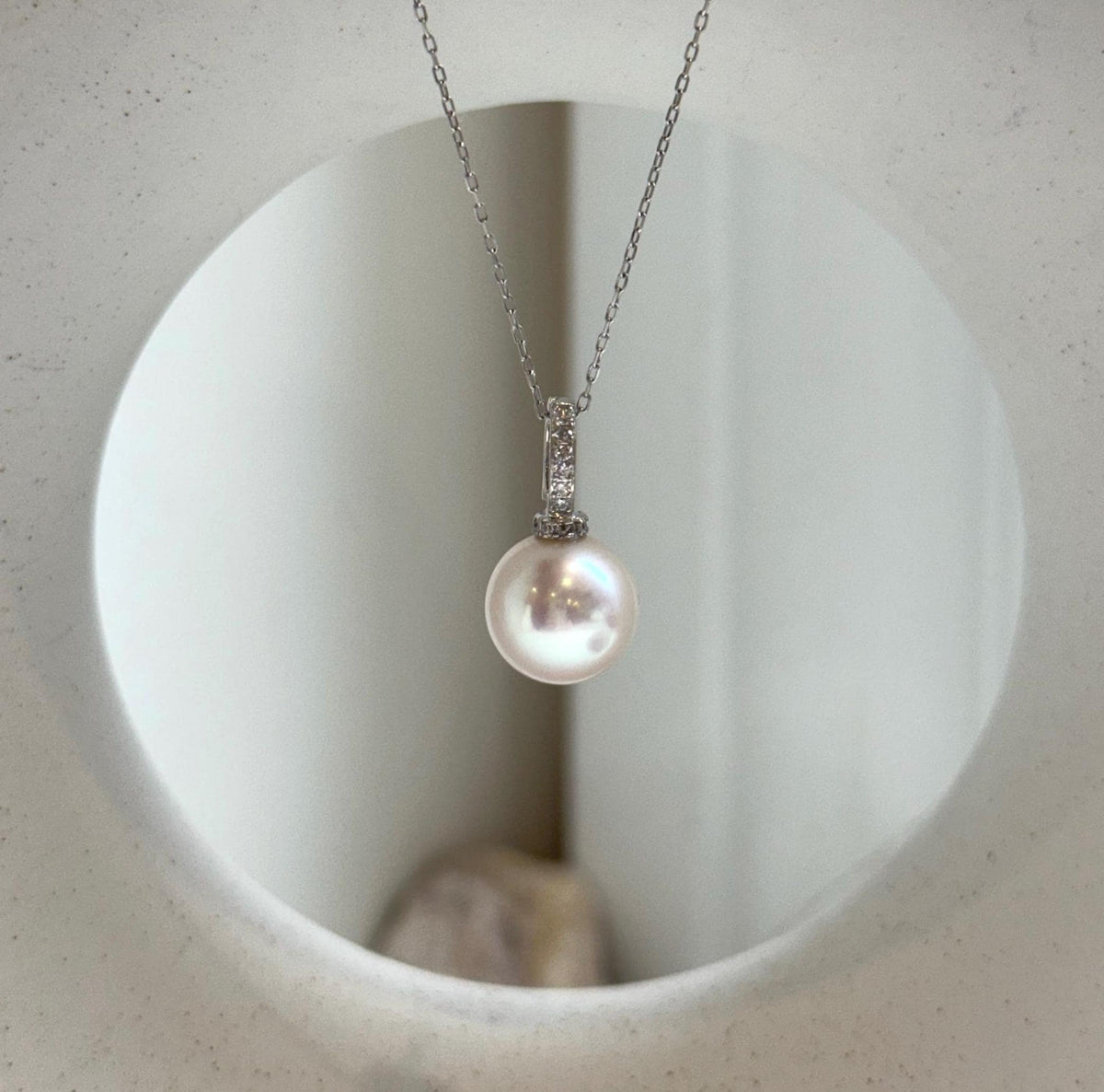 Elly’s 11.5mm Edison white Pearl Pendant: Extreme luster, 2.1cm high, s925 silver minimalist pendant necklace set.