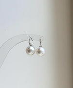 Elly’s 10mm White Edison Pearls High Heel Earrings hooks: Extreme luster Mirrored, S925 silver minimalist earrings studs.