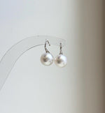 Elly’s 10mm White Edison Pearls High Heel Earrings hooks: Extreme luster Mirrored, S925 silver minimalist earrings studs.