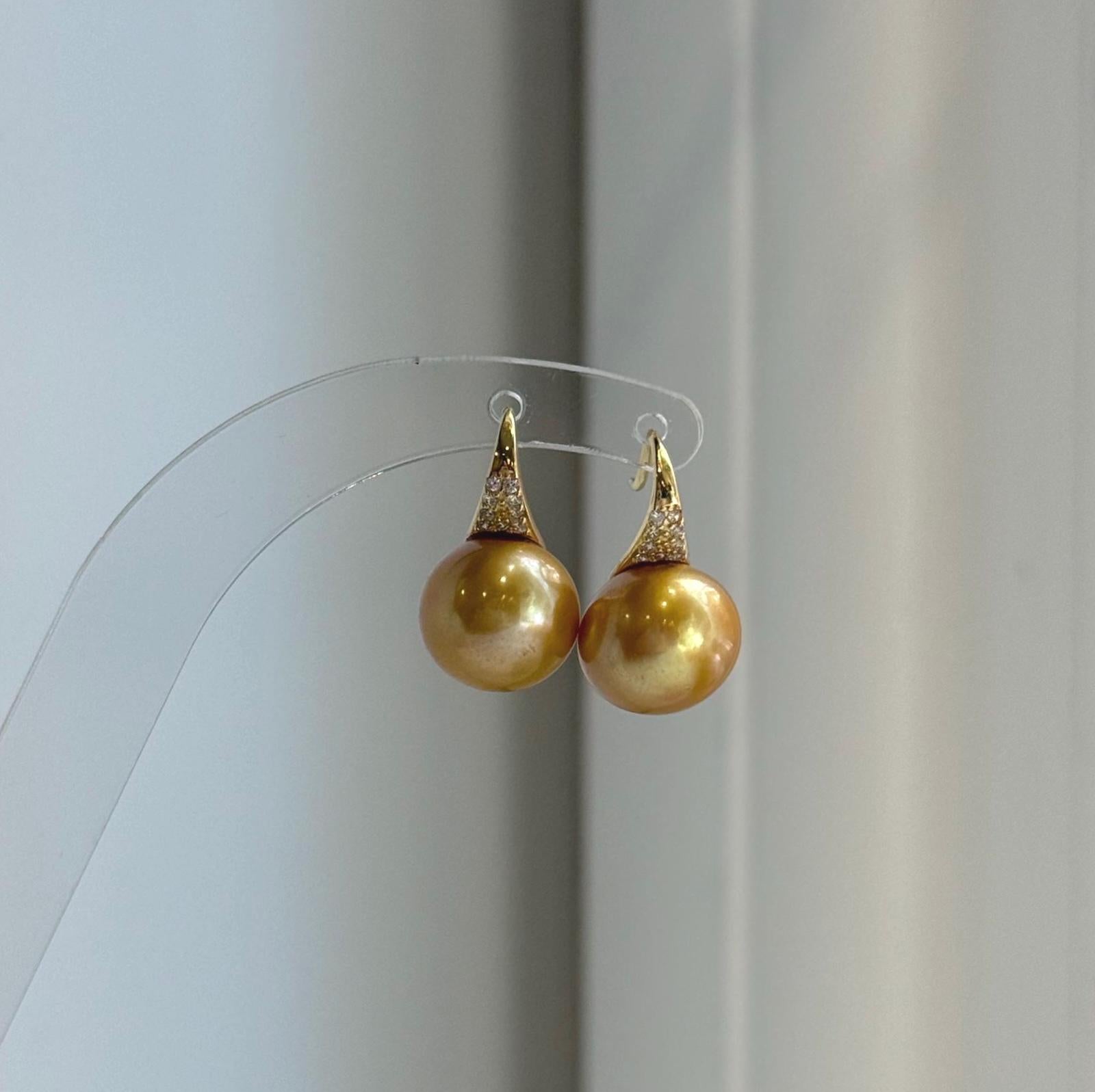 cool Edison golden pearl earrings hooks