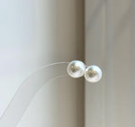 Elly’s 9.7mm White Edison Pearls Earrings Studs: Extreme luster Mirrored, S925 silver minimalist earrings studs.