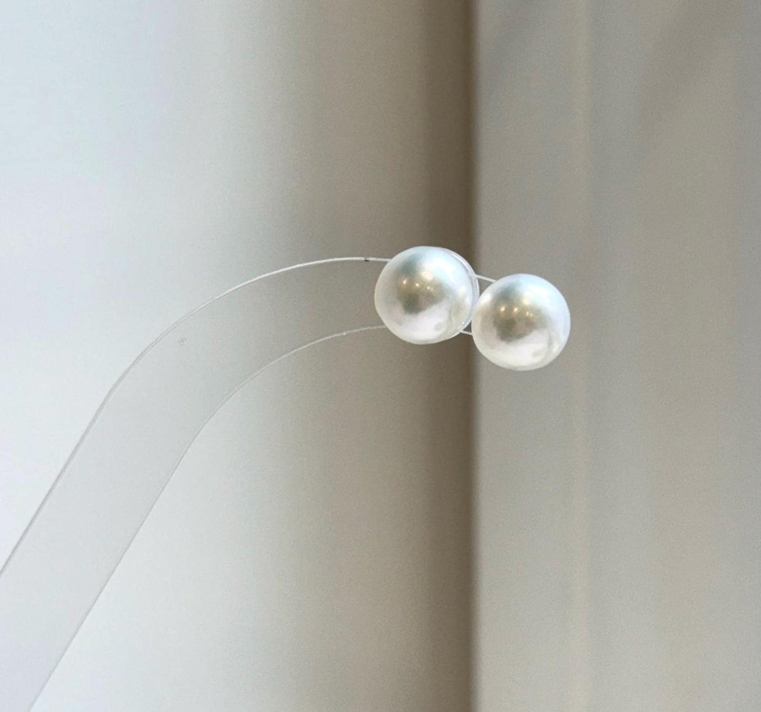 Elly’s 9.7mm White Edison Pearls Earrings Studs: Extreme luster Mirrored, S925 silver minimalist earrings studs.