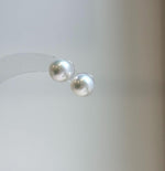 Elly’s 9.7mm White Edison Pearls Earrings Studs: Extreme luster Mirrored, S925 silver minimalist earrings studs.