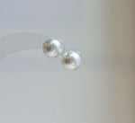 Elly’s 9.7mm White Edison Pearls Earrings Studs: Extreme luster Mirrored, S925 silver minimalist earrings studs.