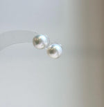 Elly’s 9.7mm White Edison Pearls Earrings Studs: Extreme luster Mirrored, S925 silver minimalist earrings studs.