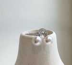 Elly’s 9.5mm White Edison Pearls Earrings Studs: Extreme luster Mirrored, S925 silver minimalist earrings studs.