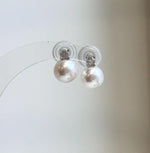 Elly’s 9.5mm White Edison Pearls Earrings Studs: Extreme luster Mirrored, S925 silver minimalist earrings studs.