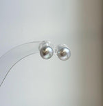 Elly’s 8.5mm Akoya blue silver ocean Pearls Earrings Studs: Extreme luster Mirrored, S925 silver minimalist earring.