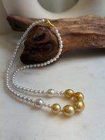 Elly’s 7pcs 9-11.8mm Genius South sea Golden Australian Ocean Freshwater Pearls Necklace: Extreme luster, 18.3”, S925 silver necklace