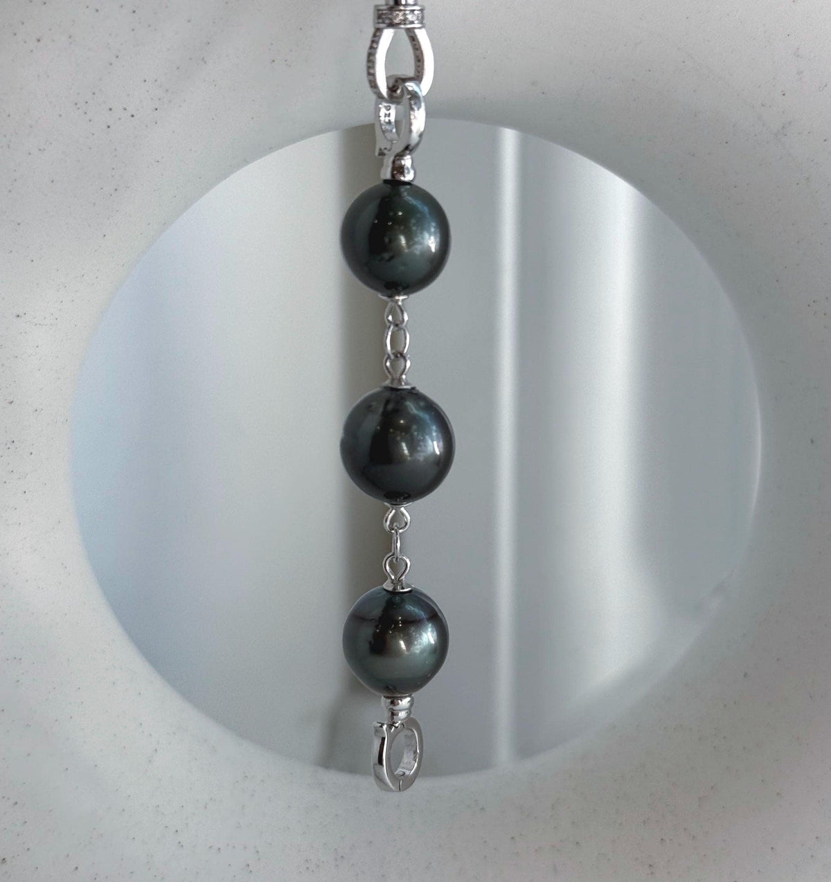 3pcs Tahitian ocean pearls sterling silver extended chain for necklace