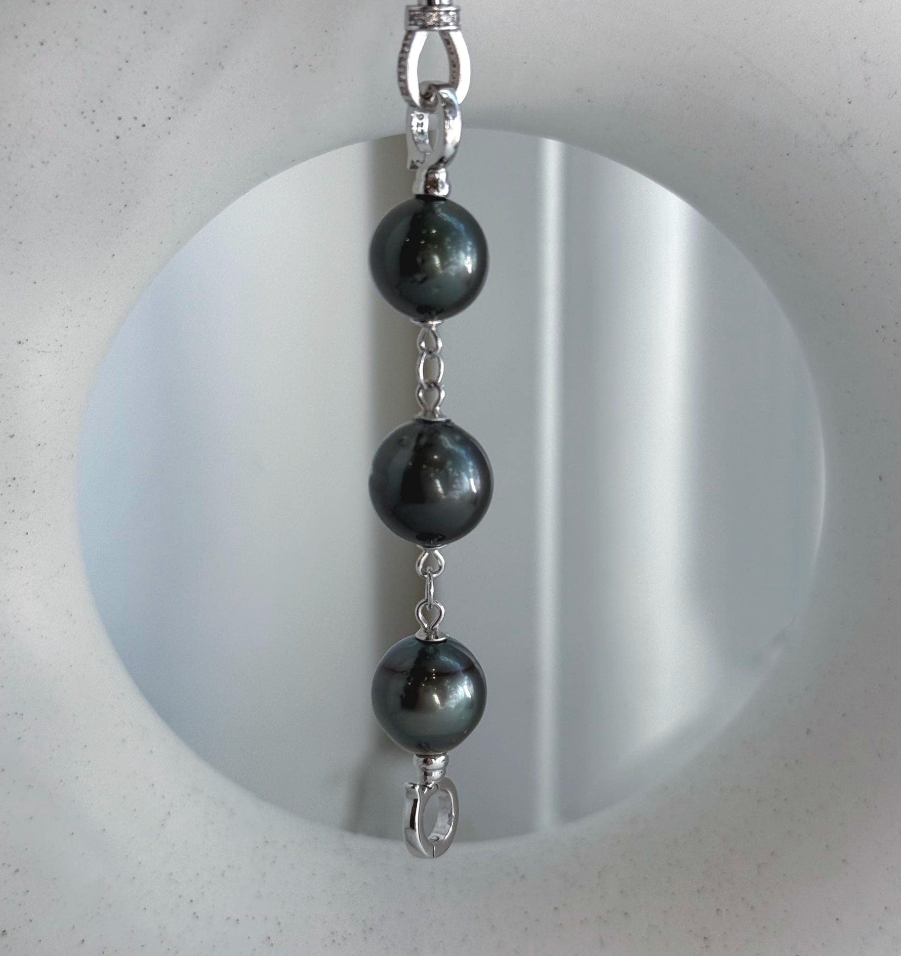 3pcs Tahitian ocean pearls sterling silver extended chain for necklace