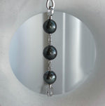 3pcs Tahitian ocean pearls sterling silver extended chain for necklace