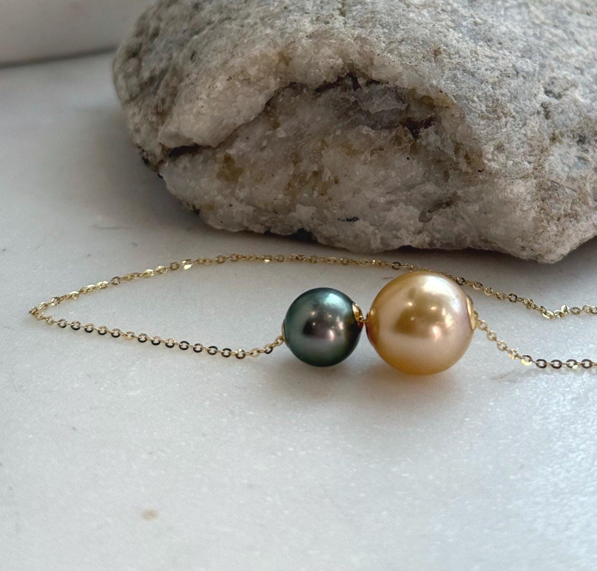 black gold south sea ocean pearls 18k gold floating pendant