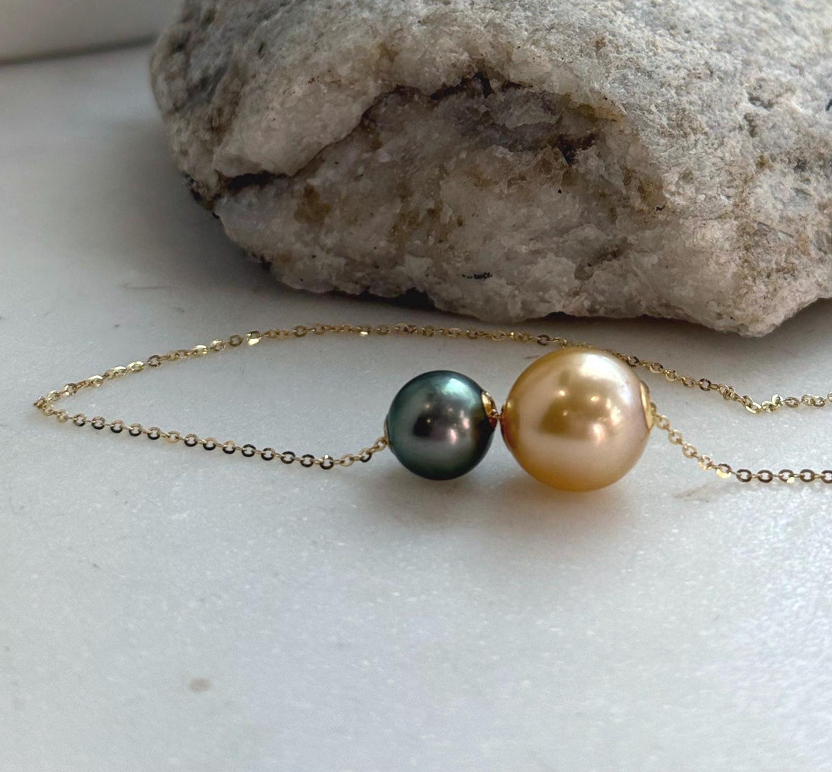 black gold south sea ocean pearls 18k gold floating pendant