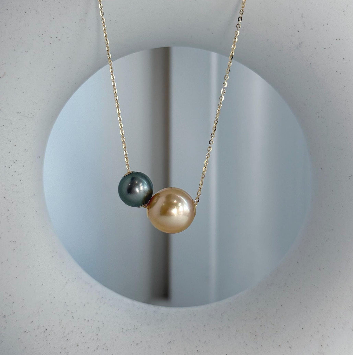 black gold south sea ocean pearls 18k gold floating pendant